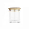 wide mouth straight kitchen empty tea food bamboo lid storage glass jars BJ-123A